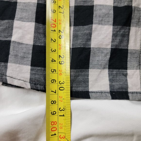 Rip Curl Mens Large Black White Button Shirt Plaid Pockets Short Sleeve Casual - Picture 10 of 10